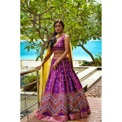 Purple Mirrorwork Lehenga Set