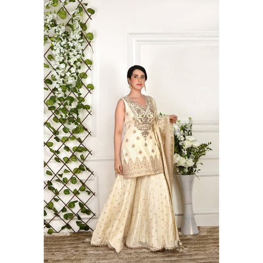 Off-White Benarasi Brocade Sharara Set