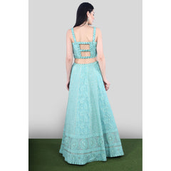 Aqua Chikankari Lehenga Set