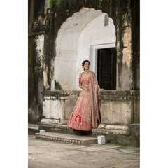 Red Raw Silk Bridal Lehenga Choli Set