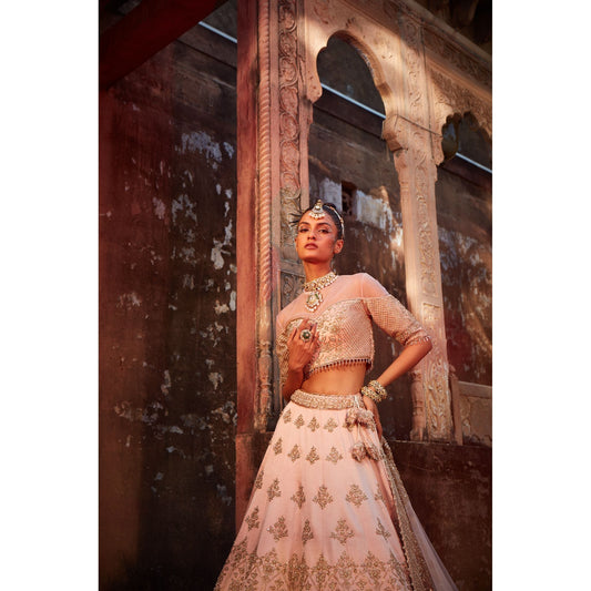 Pink Raw Silk Lehenga