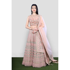 Peach Pastel Embroidered Lehenga Set