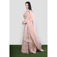 Peach Pastel Embroidered Lehenga Set