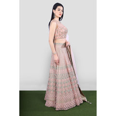 Peach Pastel Embroidered Lehenga Set
