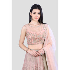 Peach Pastel Embroidered Lehenga Set