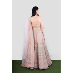 Peach Pastel Embroidered Lehenga Set